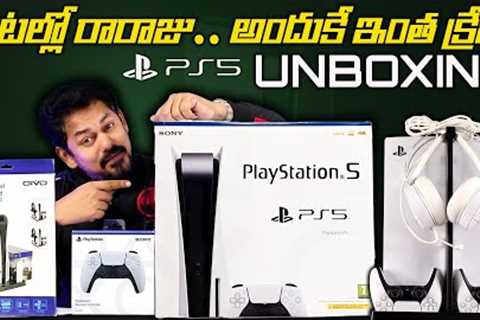 Sony PlayStation 5 (PS5 Disc Edition) and Charging Station Dock Unboxing in Telugu