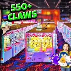 The CLAW MACHINES Never END at this Huge Arcade! (Over 550+ Claws)