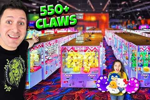 The CLAW MACHINES Never END at this Huge Arcade! (Over 550+ Claws)