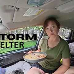 Thunderstorm Car Camping in the U.P. Michigan (HEAVY RAIN + CAMP INTRUDER)