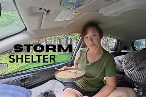 Thunderstorm Car Camping in the U.P. Michigan (HEAVY RAIN + CAMP INTRUDER)